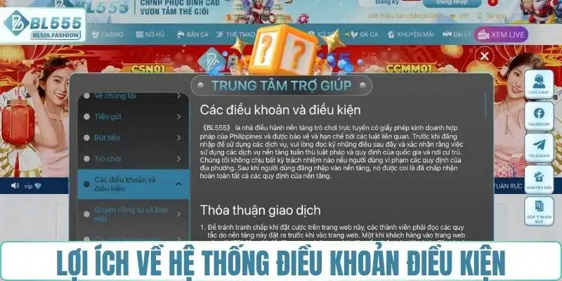 Lợi ích về hệ thống điều khoản điều kiện